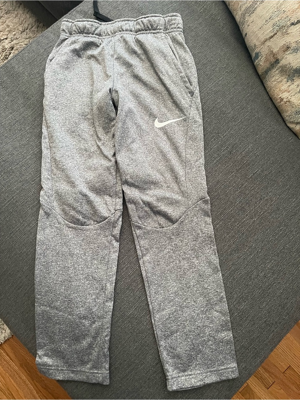 Nike Gray Heather Athletic Joggers with White Swoosh